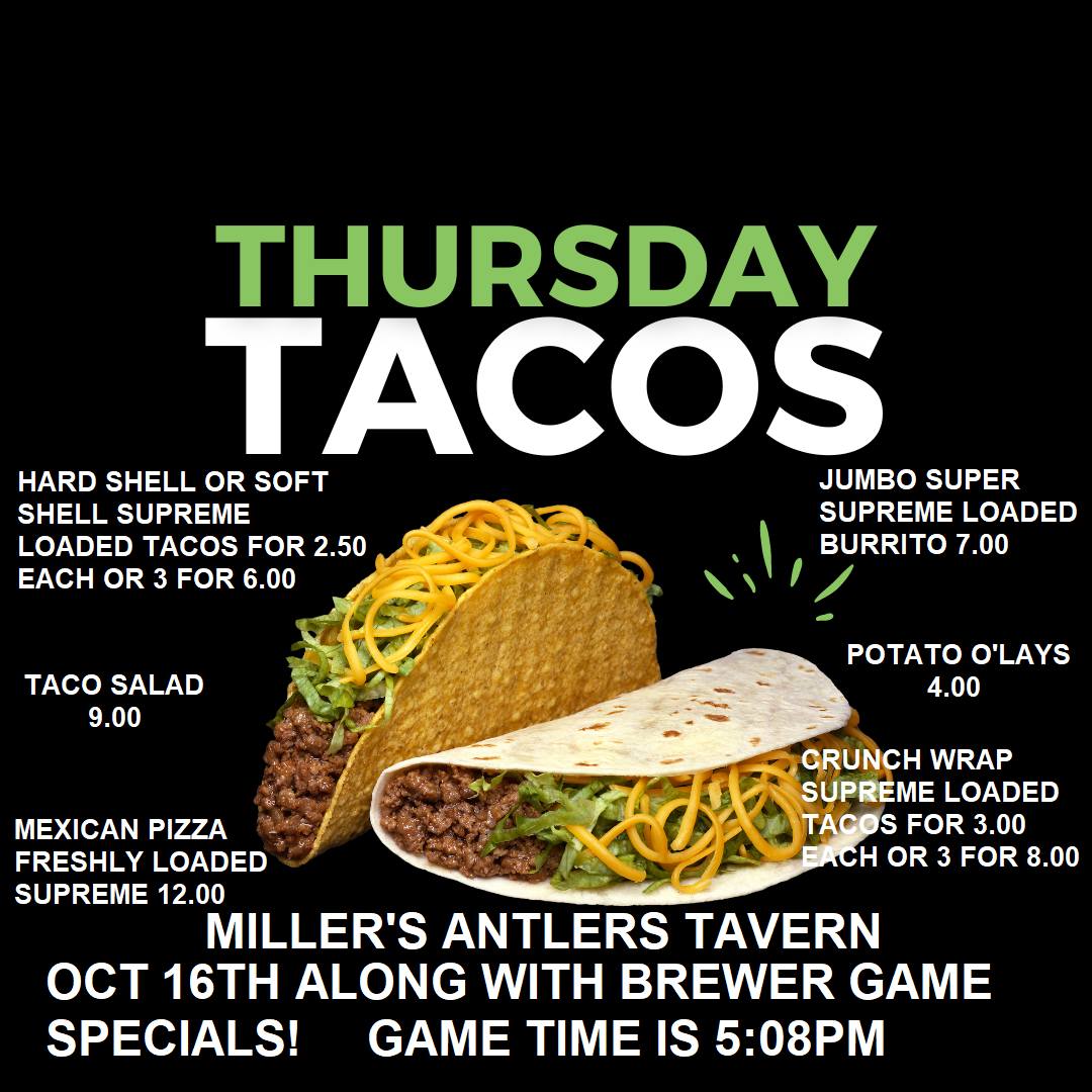 Miller's Antlers Tavern Menu