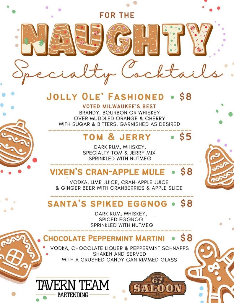 Route 67 Saloon Menu