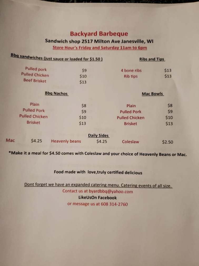 Backyard Barbeque Menu