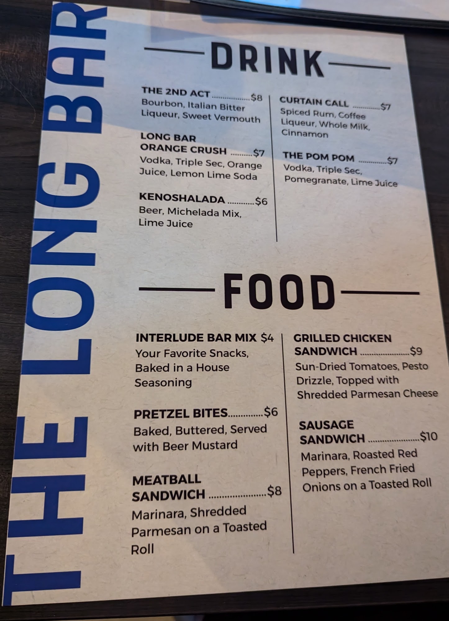 Interlude II Bar & Grill Menu