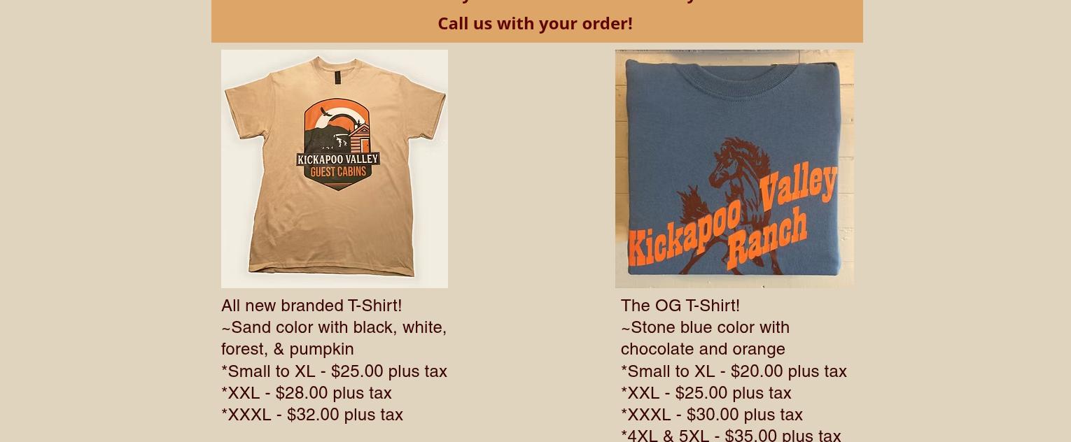 Kickapoo Valley Guest Cabins Menu