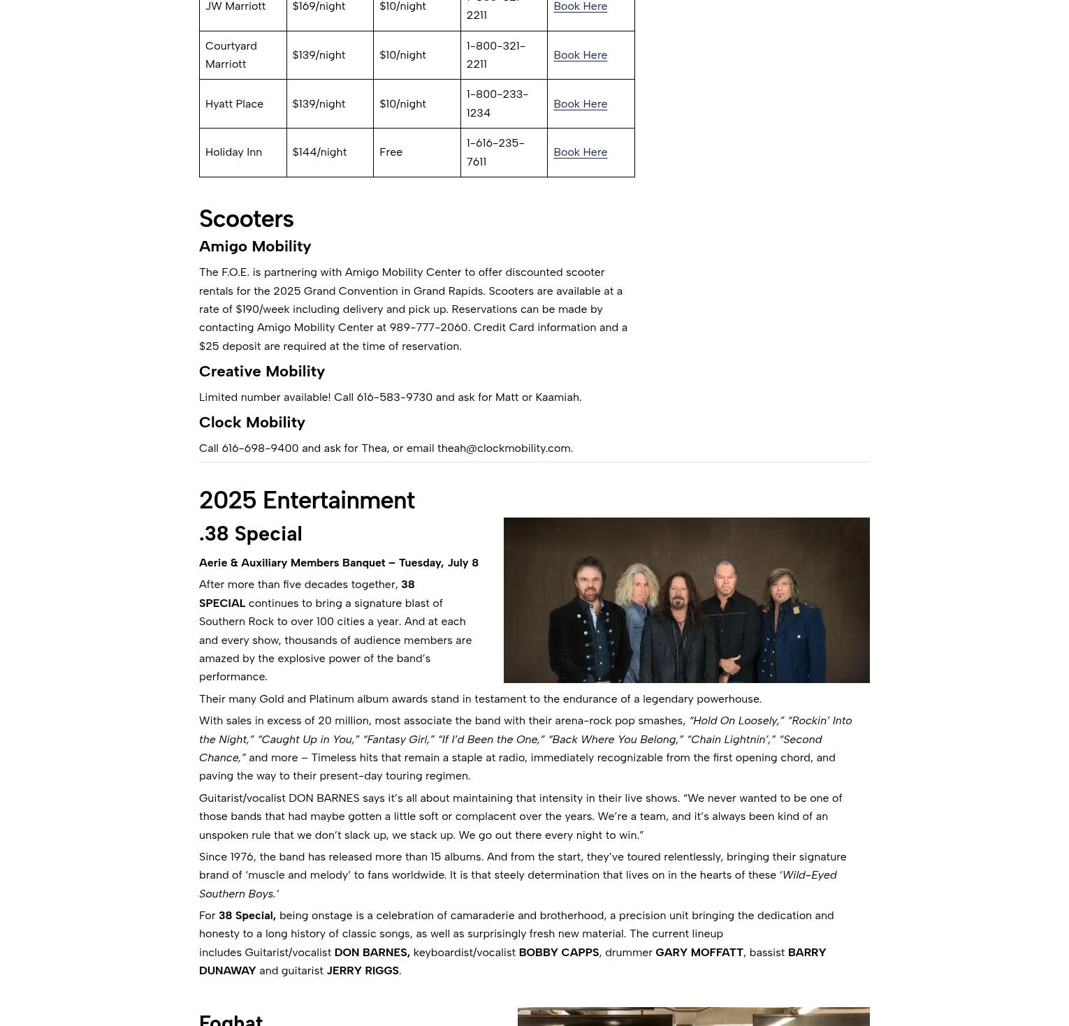 Fraternal Order of Eagles Menu