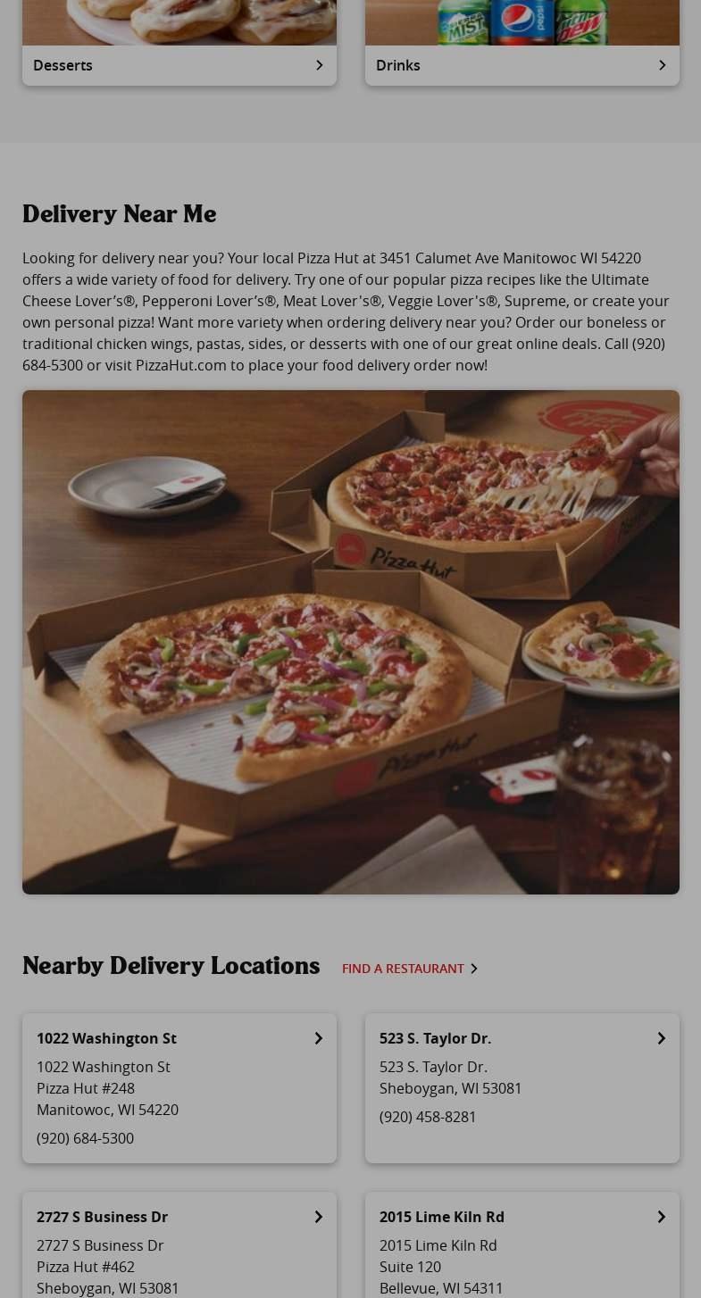 Pizza Hut Menu