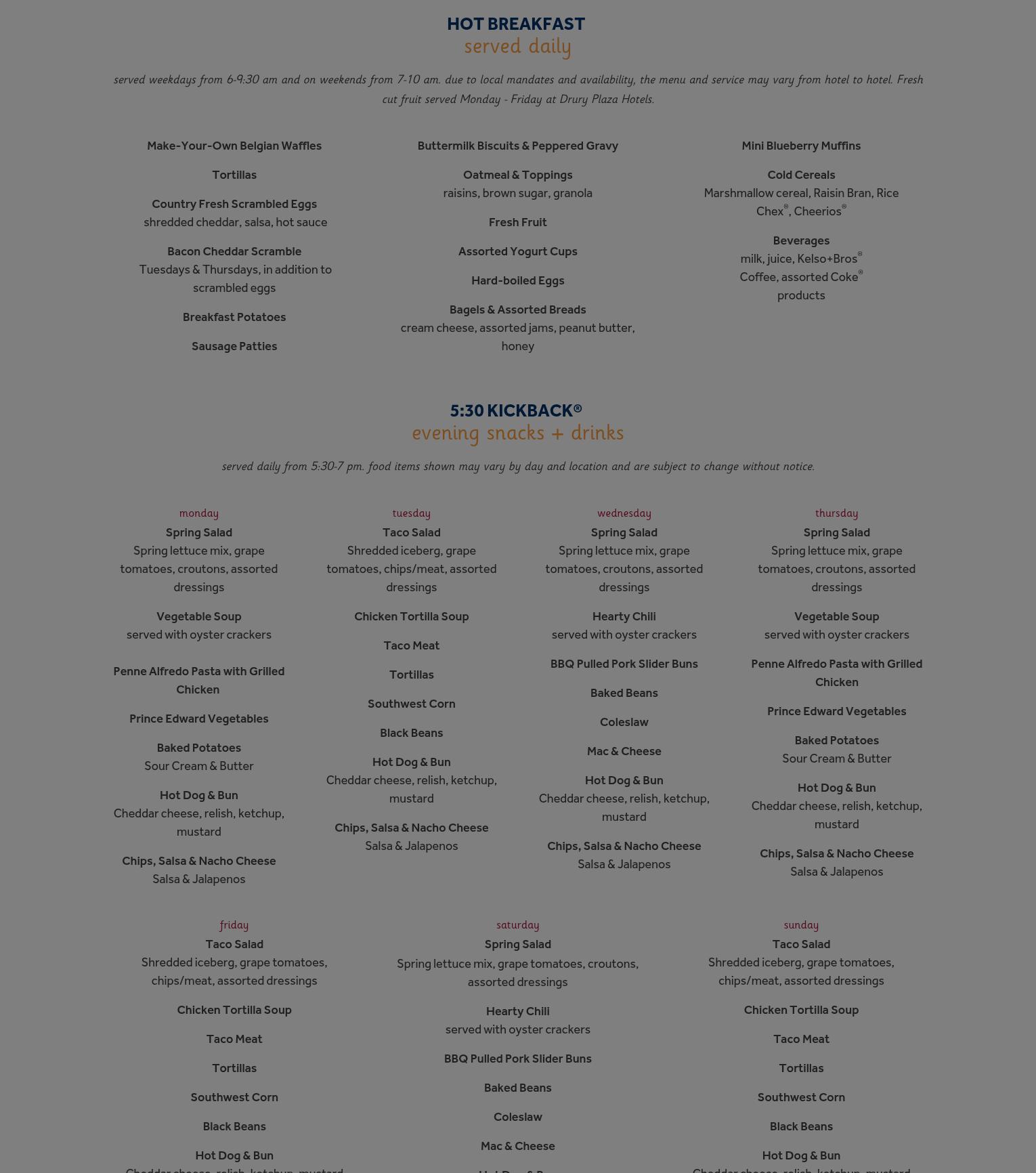 The Kitchen + Bar @ Wisconsin & Water Menu