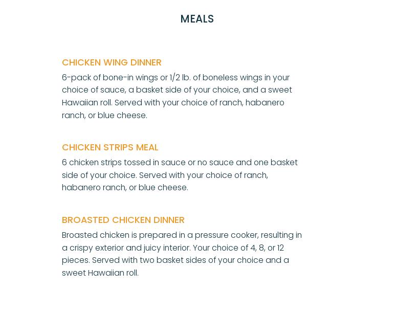 MKE Chicken and Wings Menu