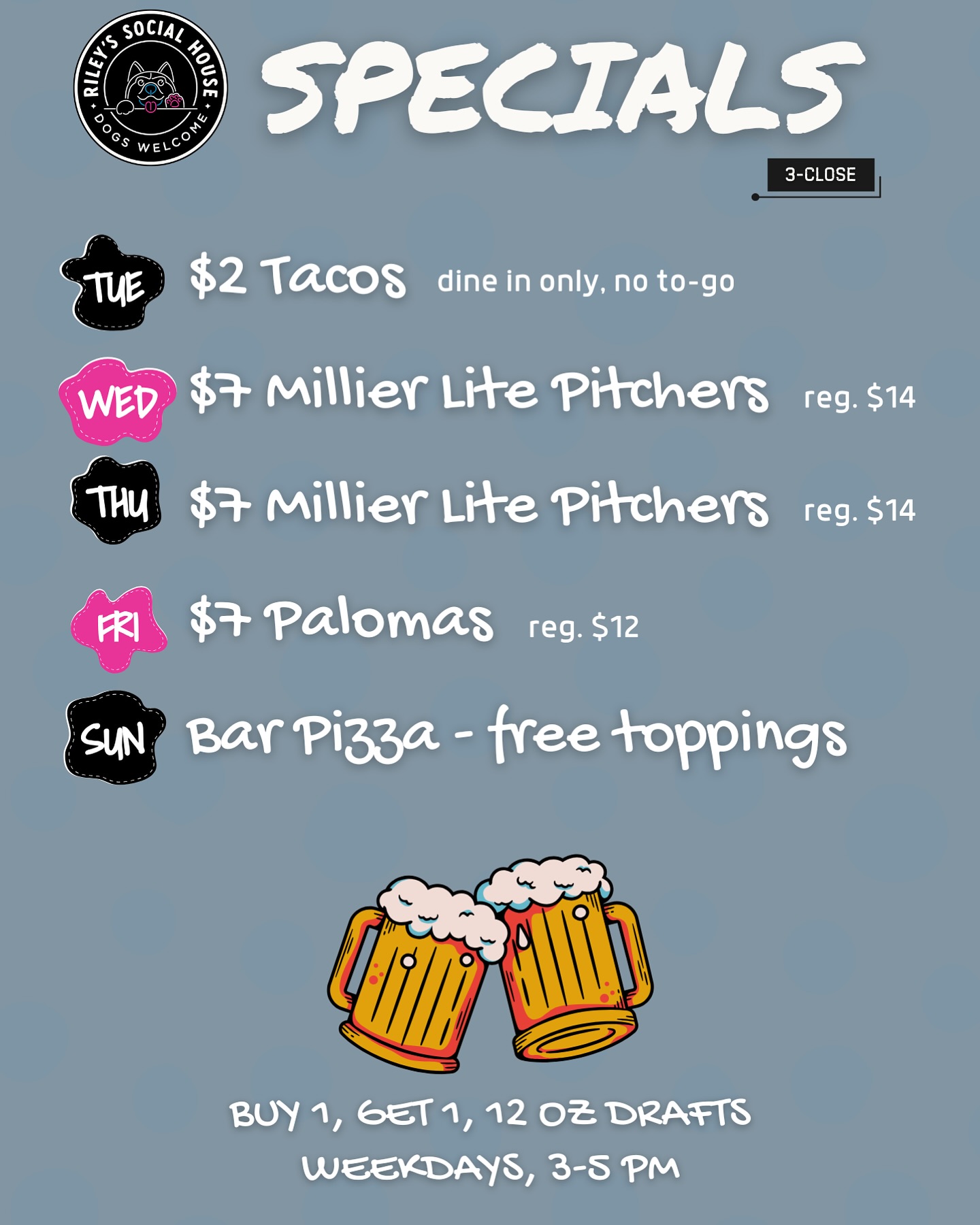 Riley's Social House Menu