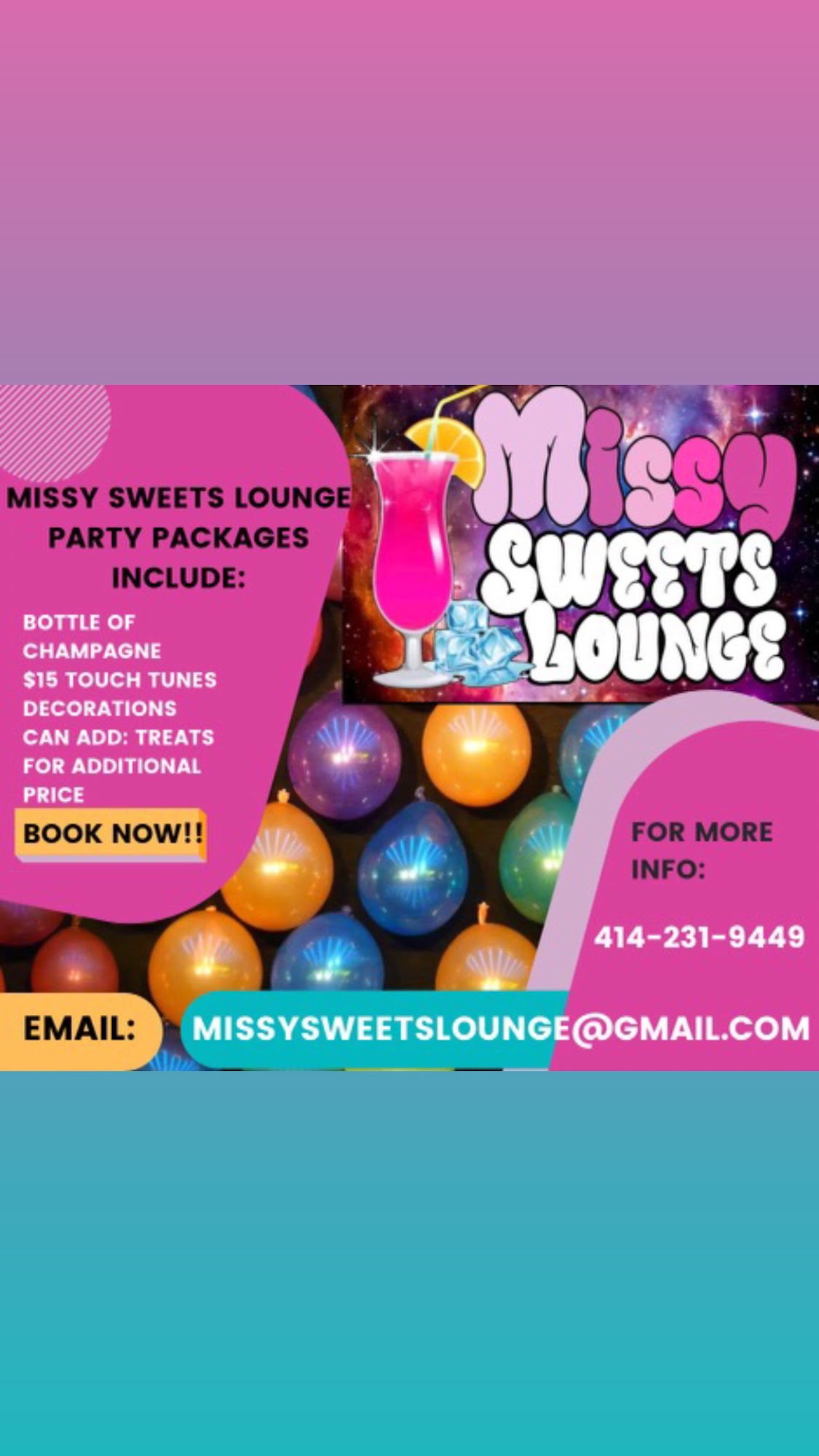Missy Sweets Lounge Menu