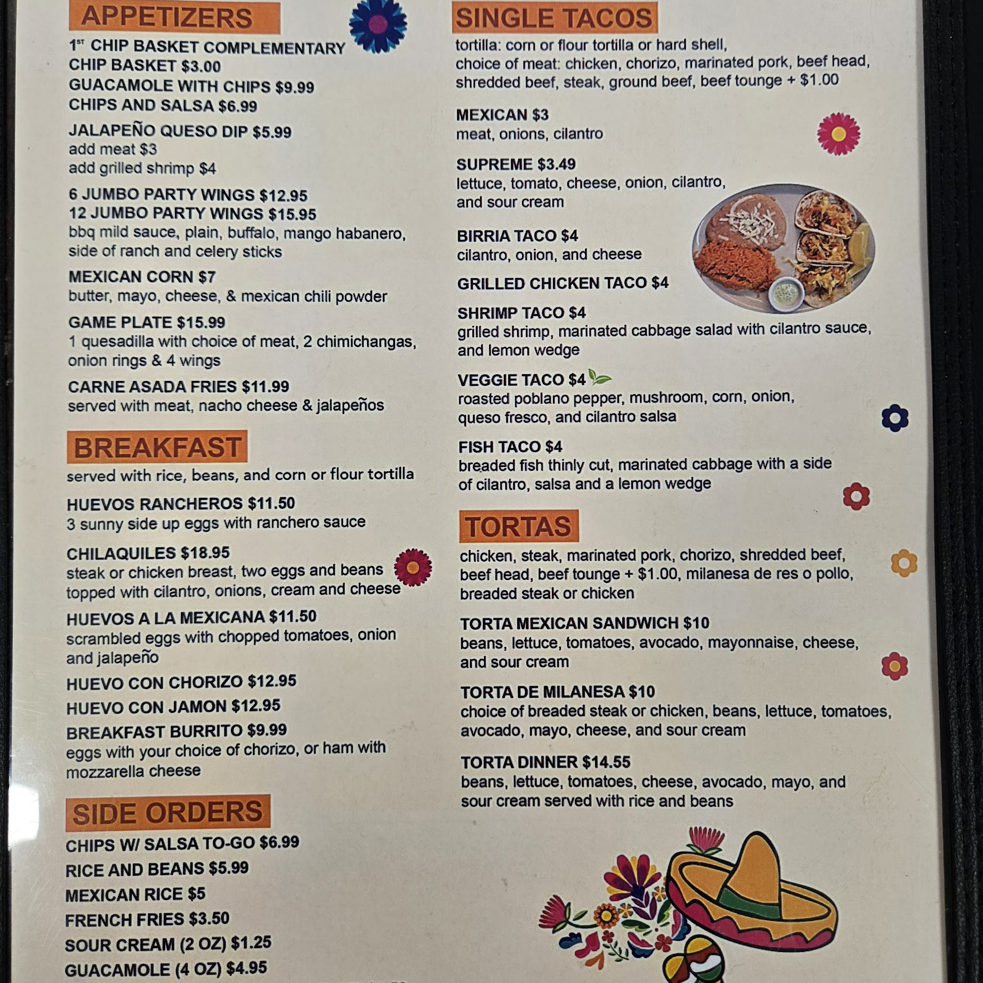 Los Tuxtla Mexican Restaurant Menu