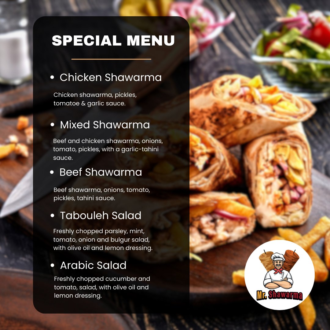 Mr. Shawarma Menu