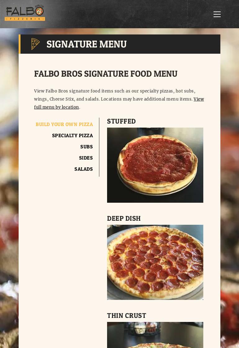 Falbo Bros Pizzeria Menu