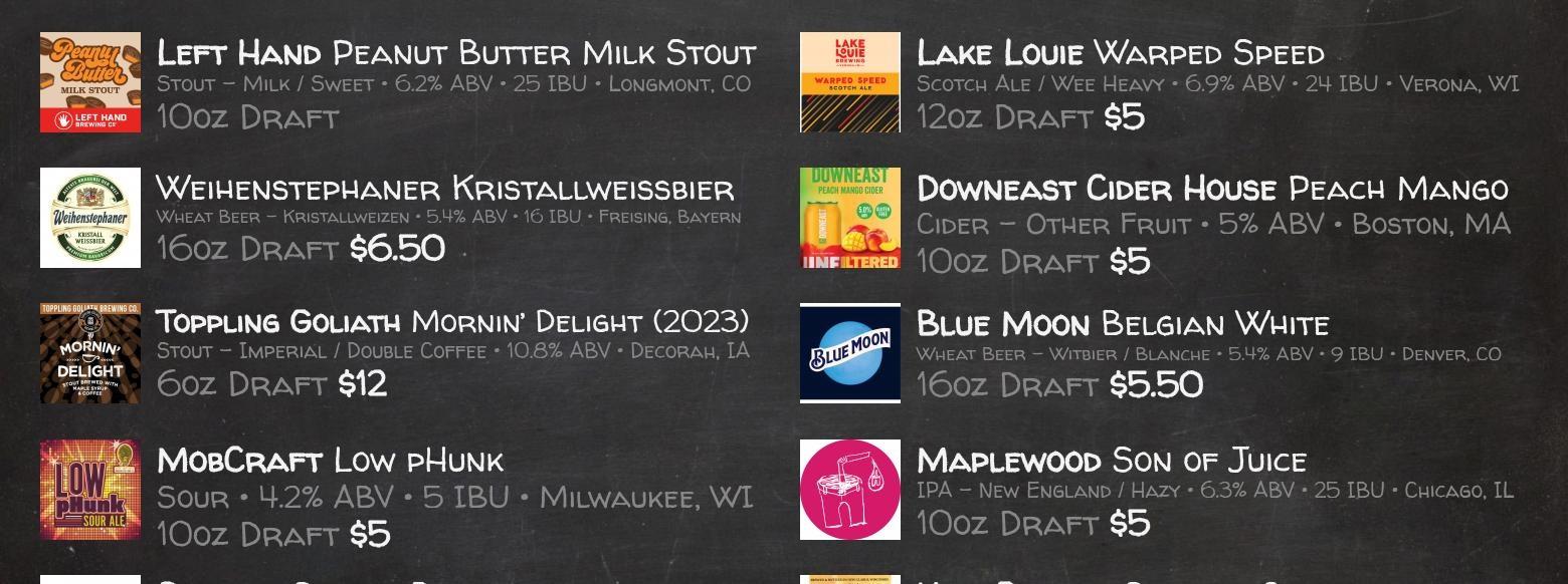 Bartels & Co Tap Menu