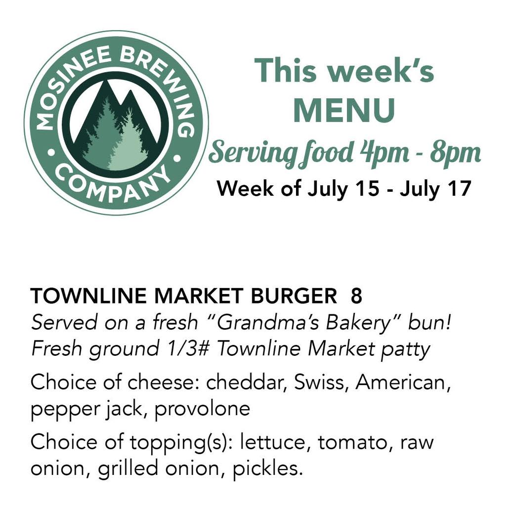 Mosinee Brewing Company Menu