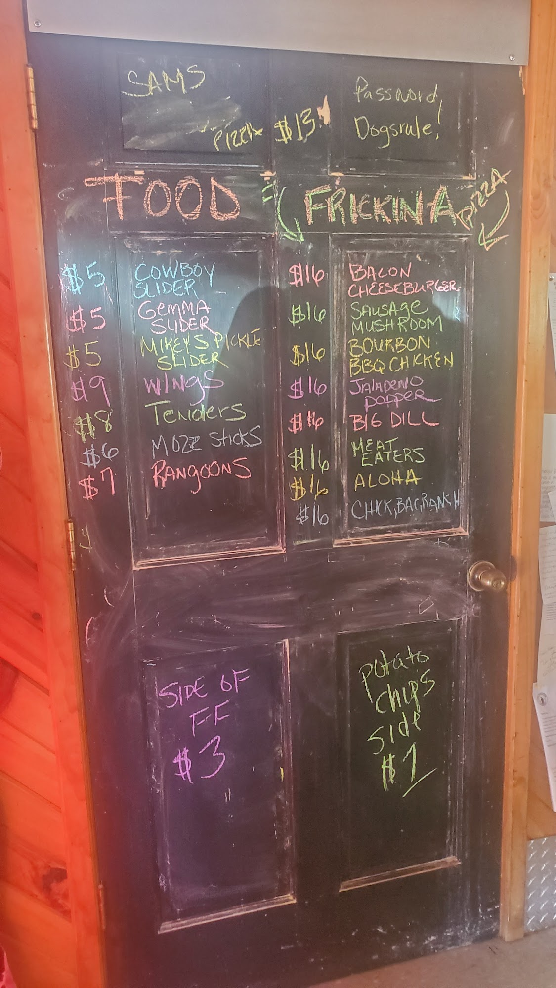 Reservoir Dog Saloon Menu