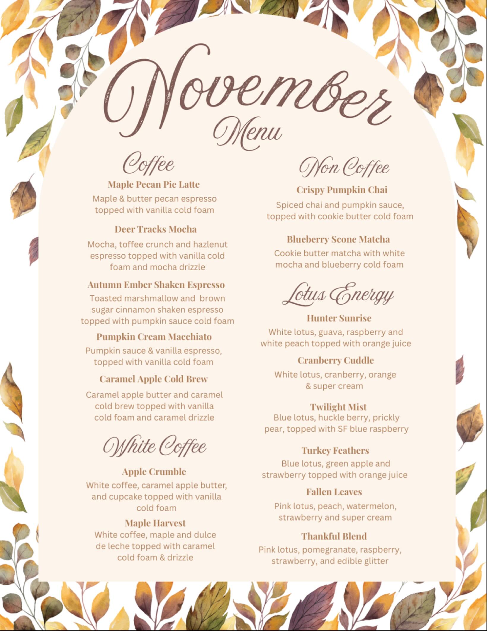 Trouvaille Coffee Menu