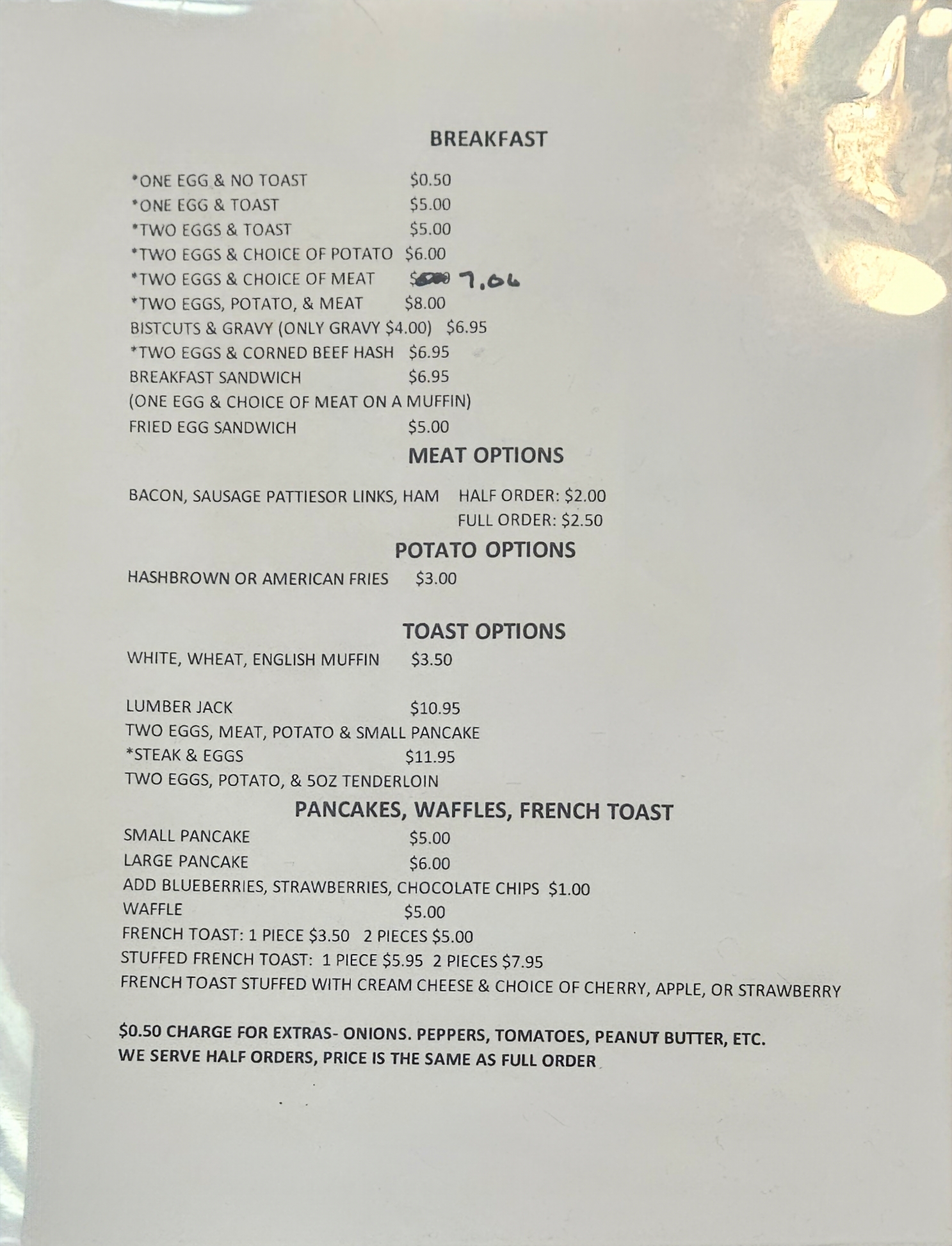 Pantry cafe Menu