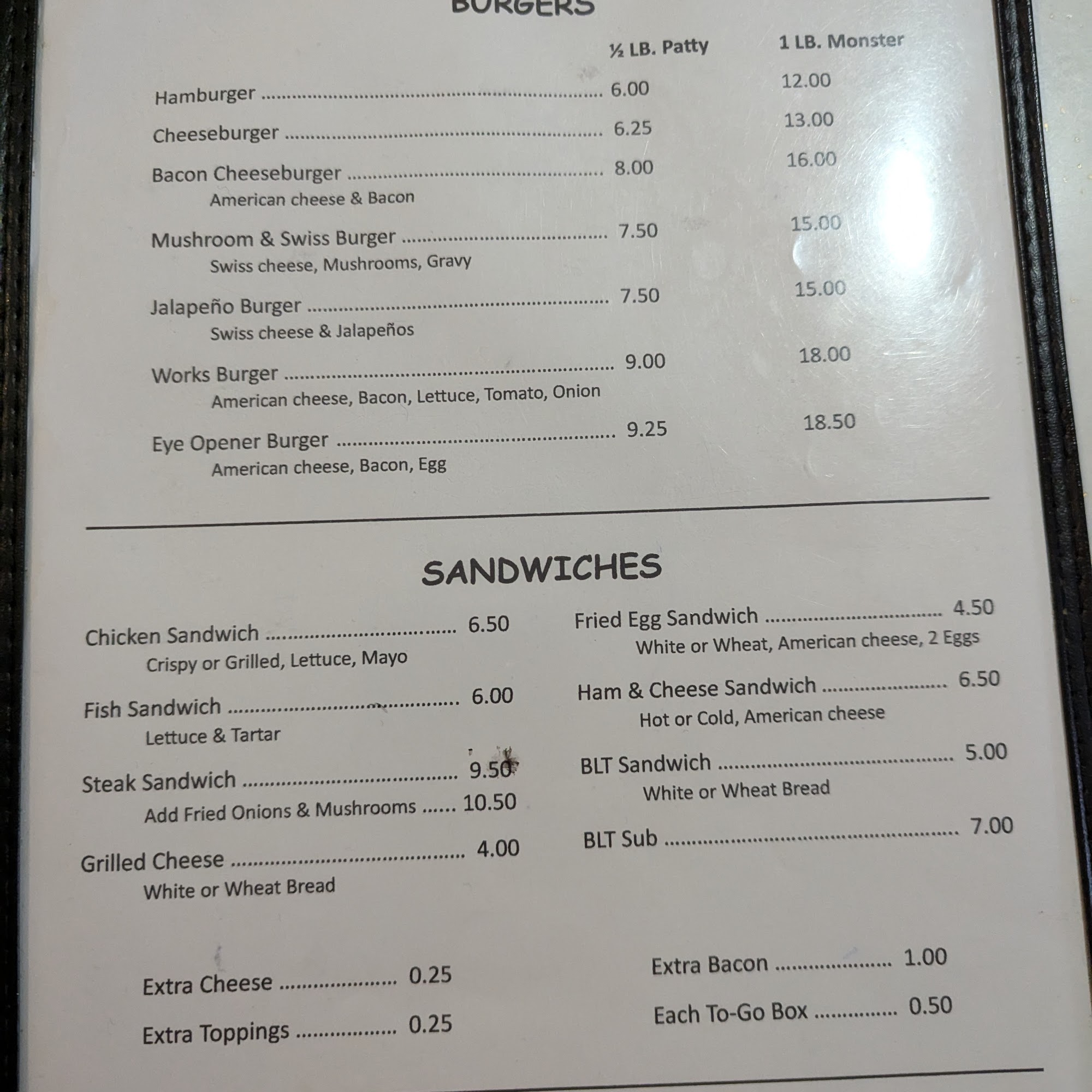 Phil's Still Menu