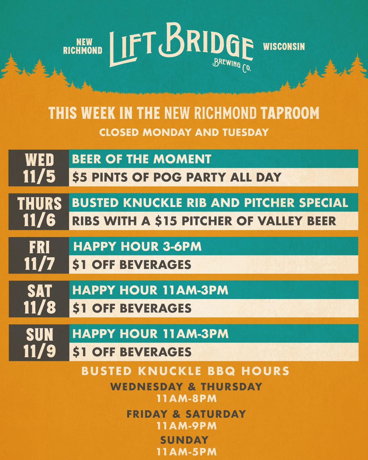 Lift Bridge Brewing New Richmond Menu