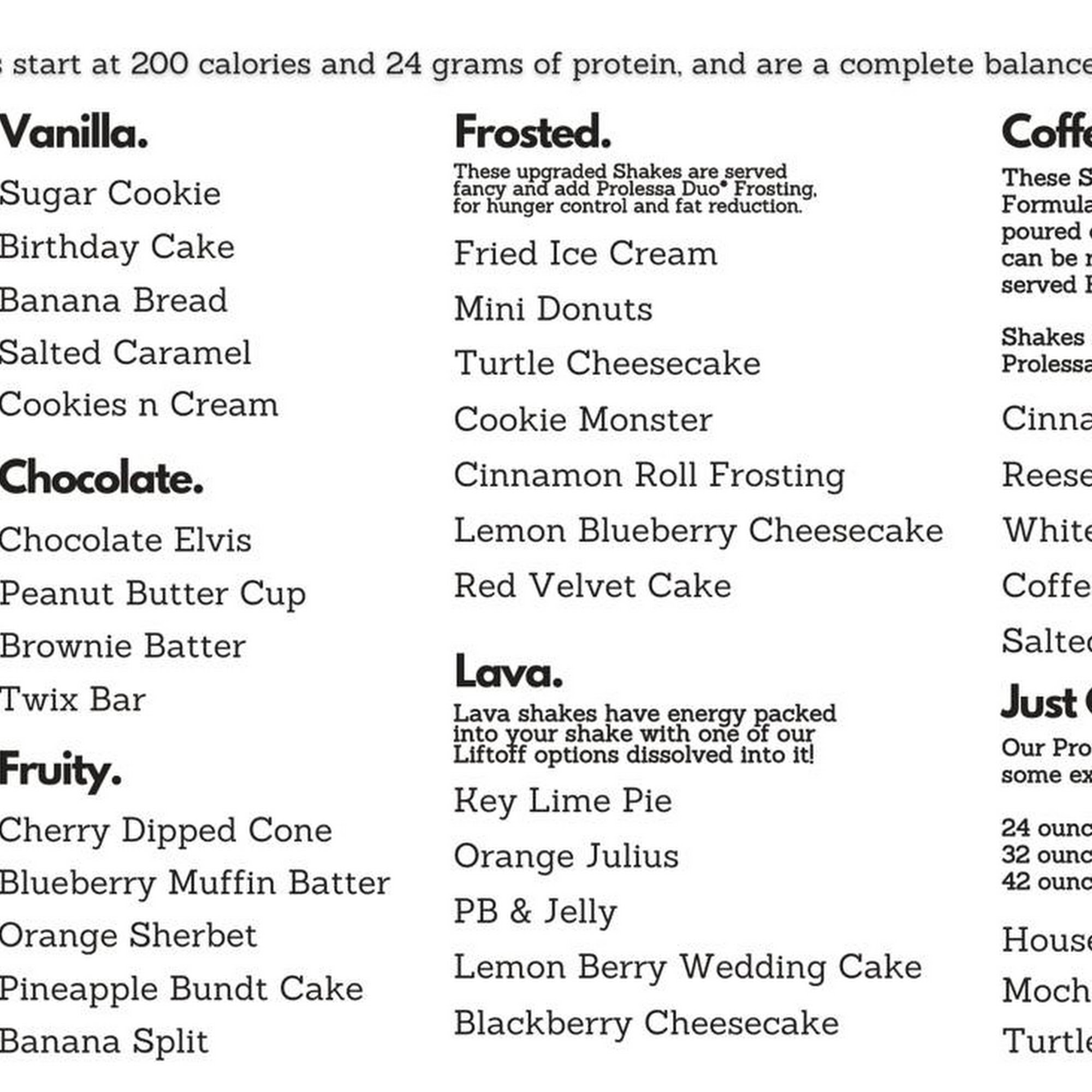 Protein Factory Menu