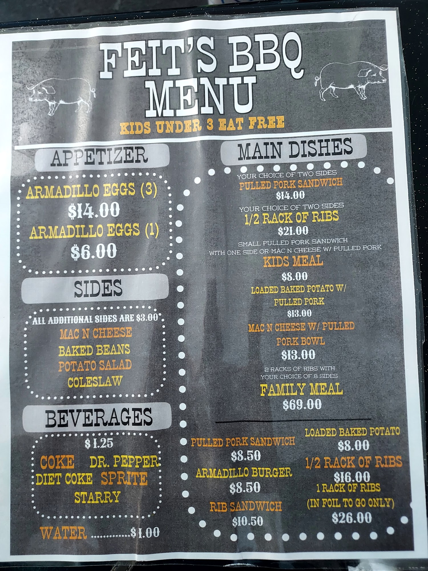 Feit's Ice Cream & BBQ Menu