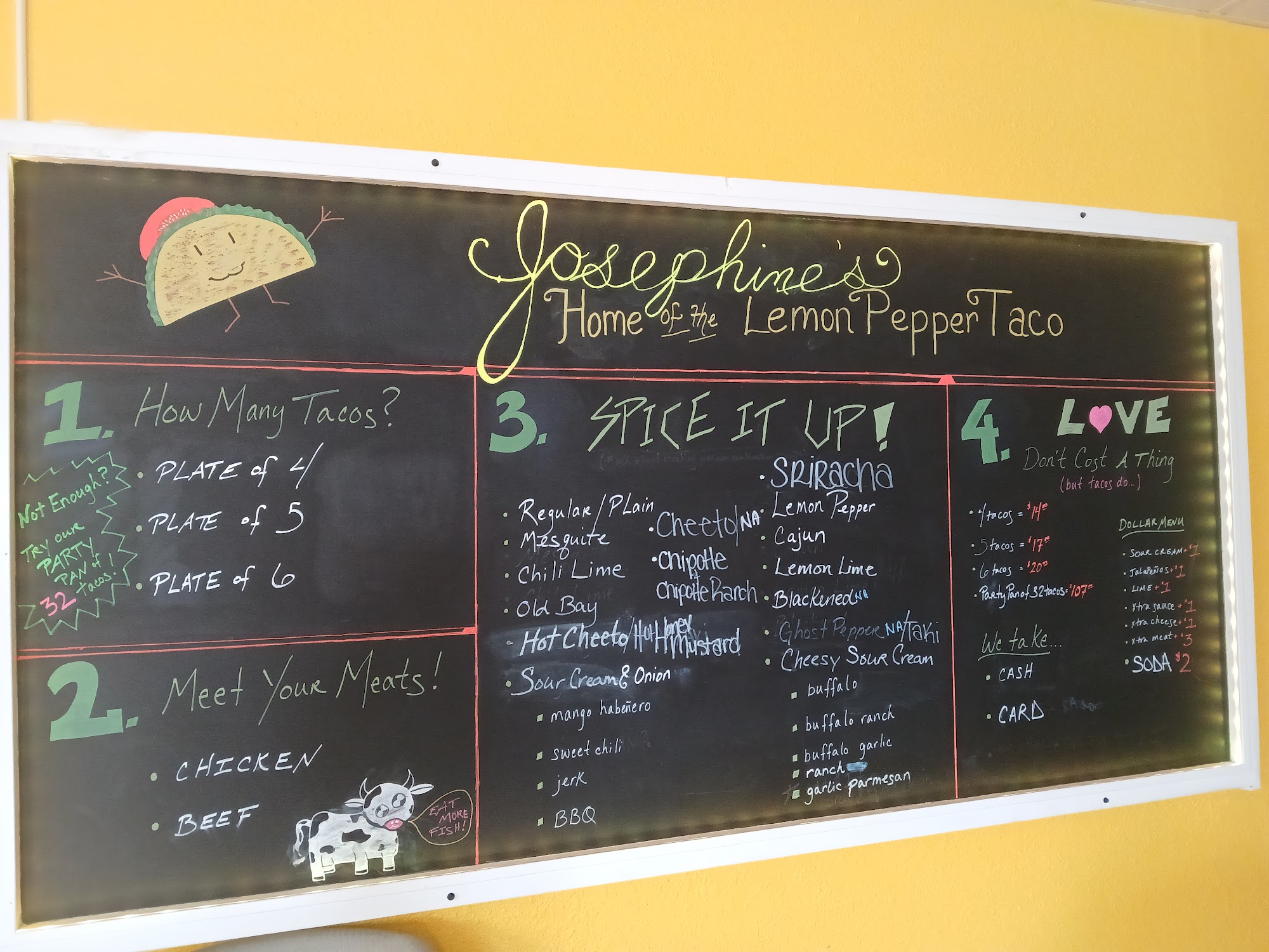 Josephine's Home of The Lemon Pepper Taco Menu