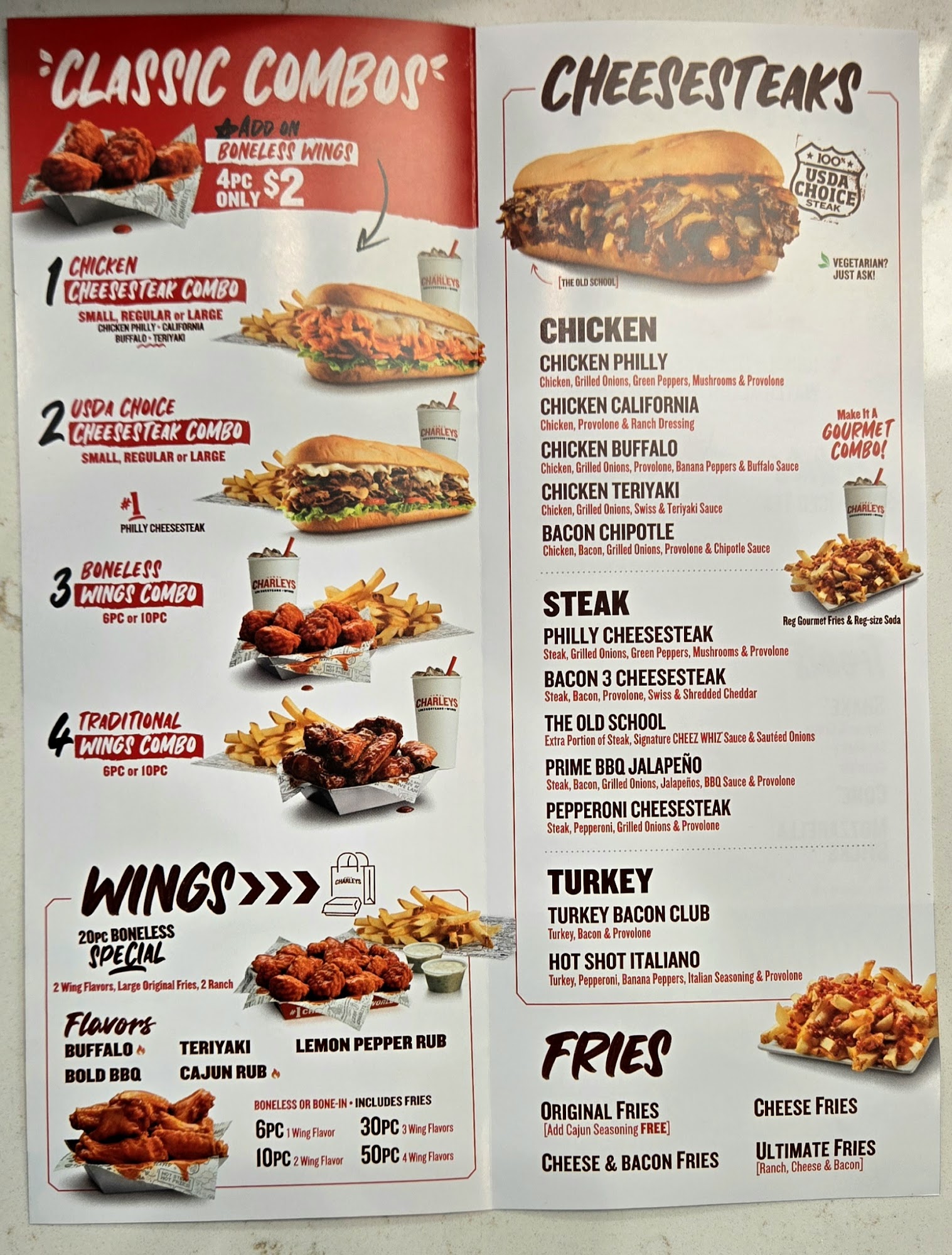 Charleys Cheesesteaks Menu