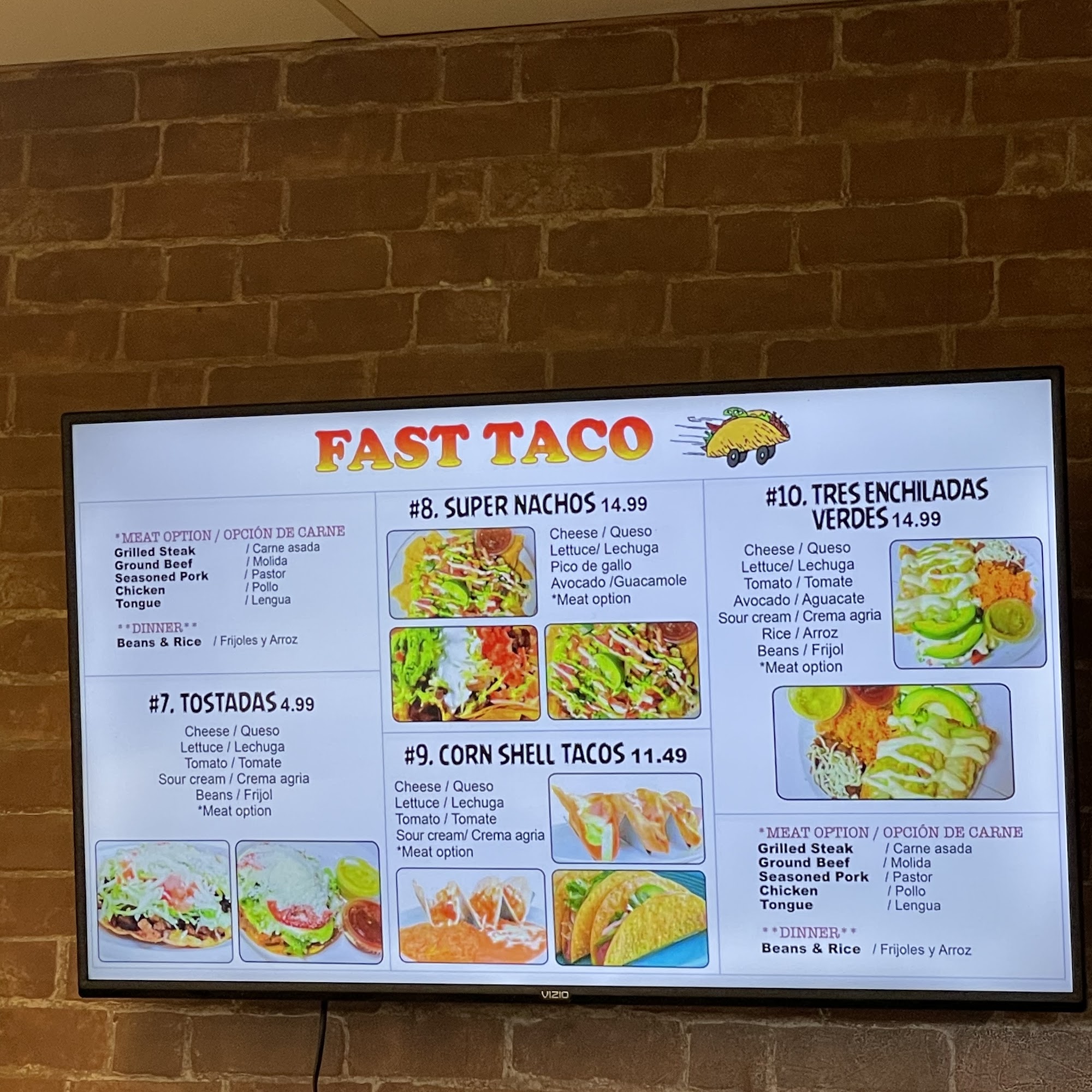 Fast Taco Menu
