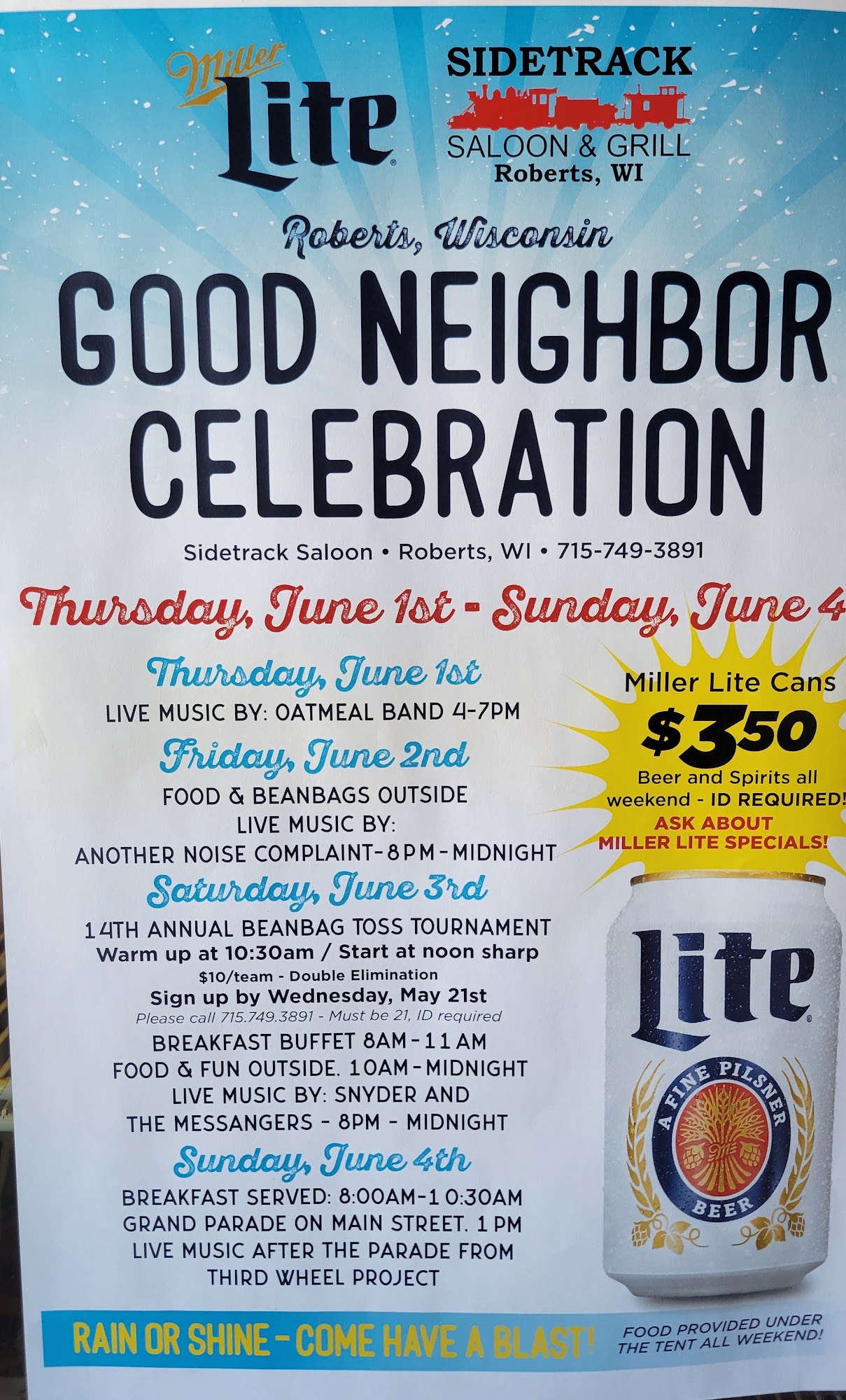 Sidetrack Saloon Menu