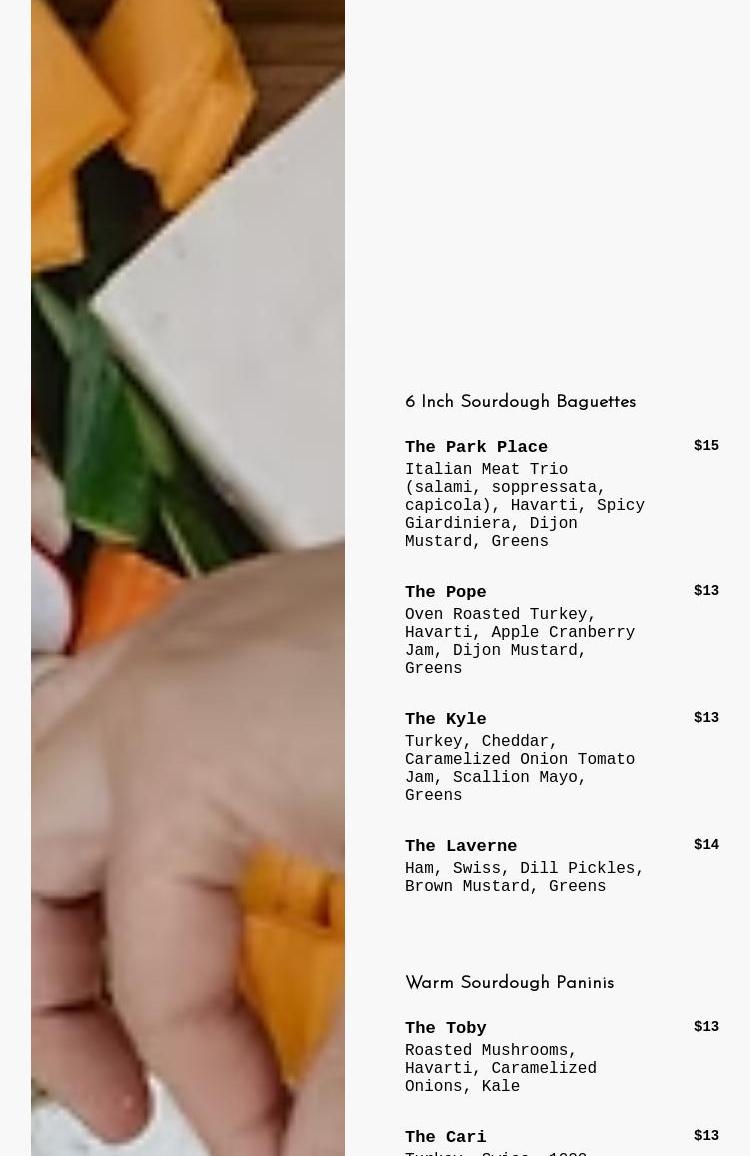 Wander Provisions Menu