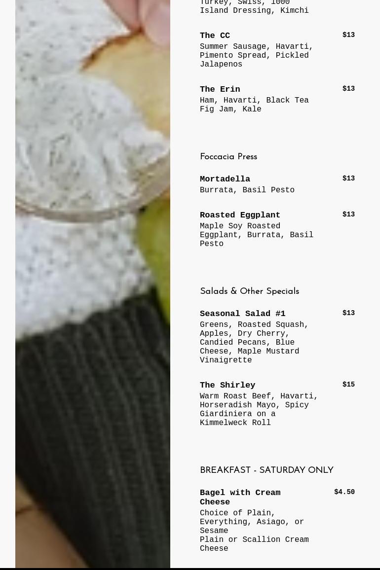 Wander Provisions Menu