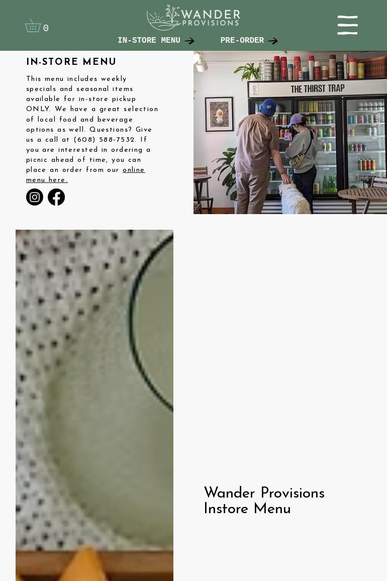 Wander Provisions Menu