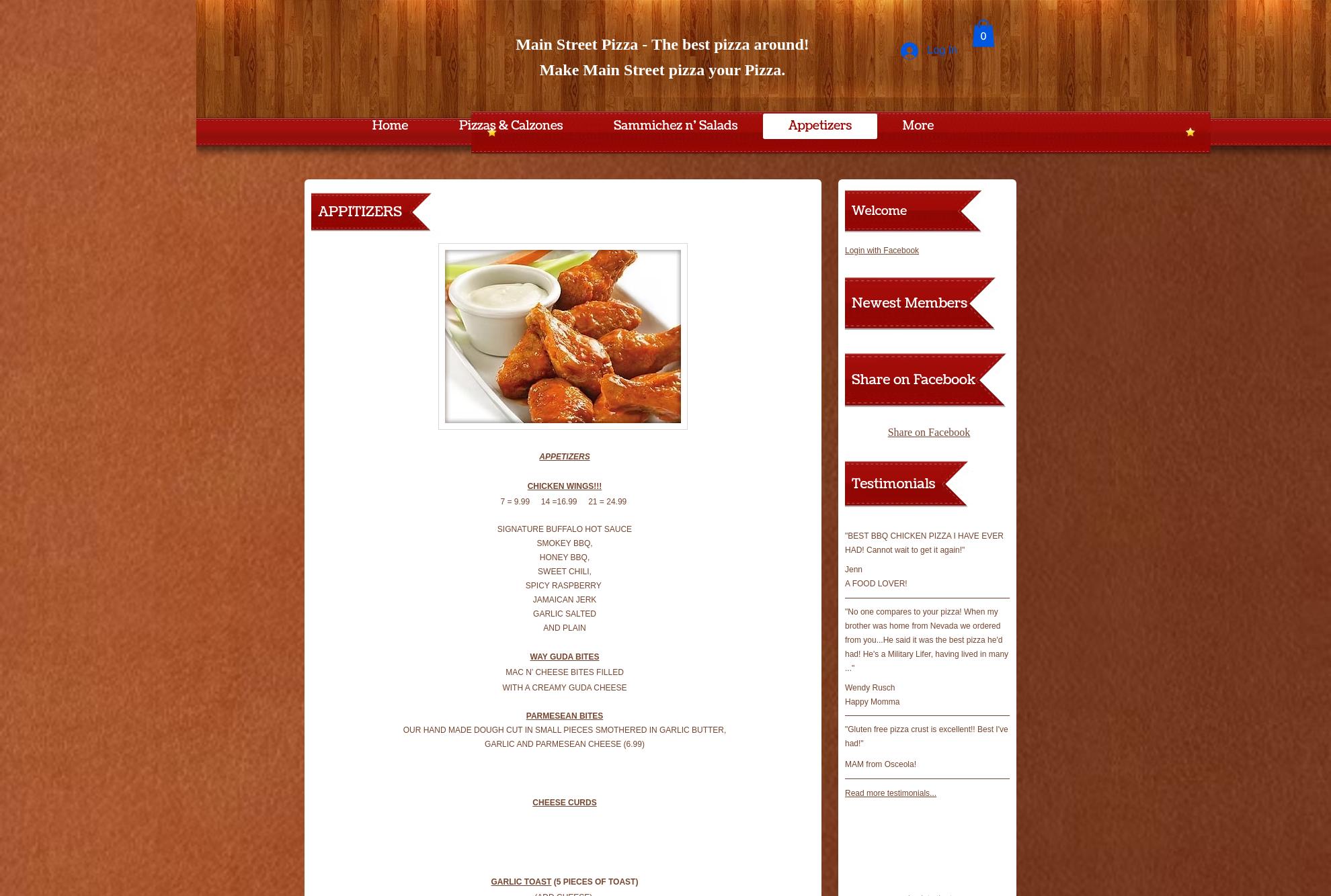 Main Street Pizza Menu