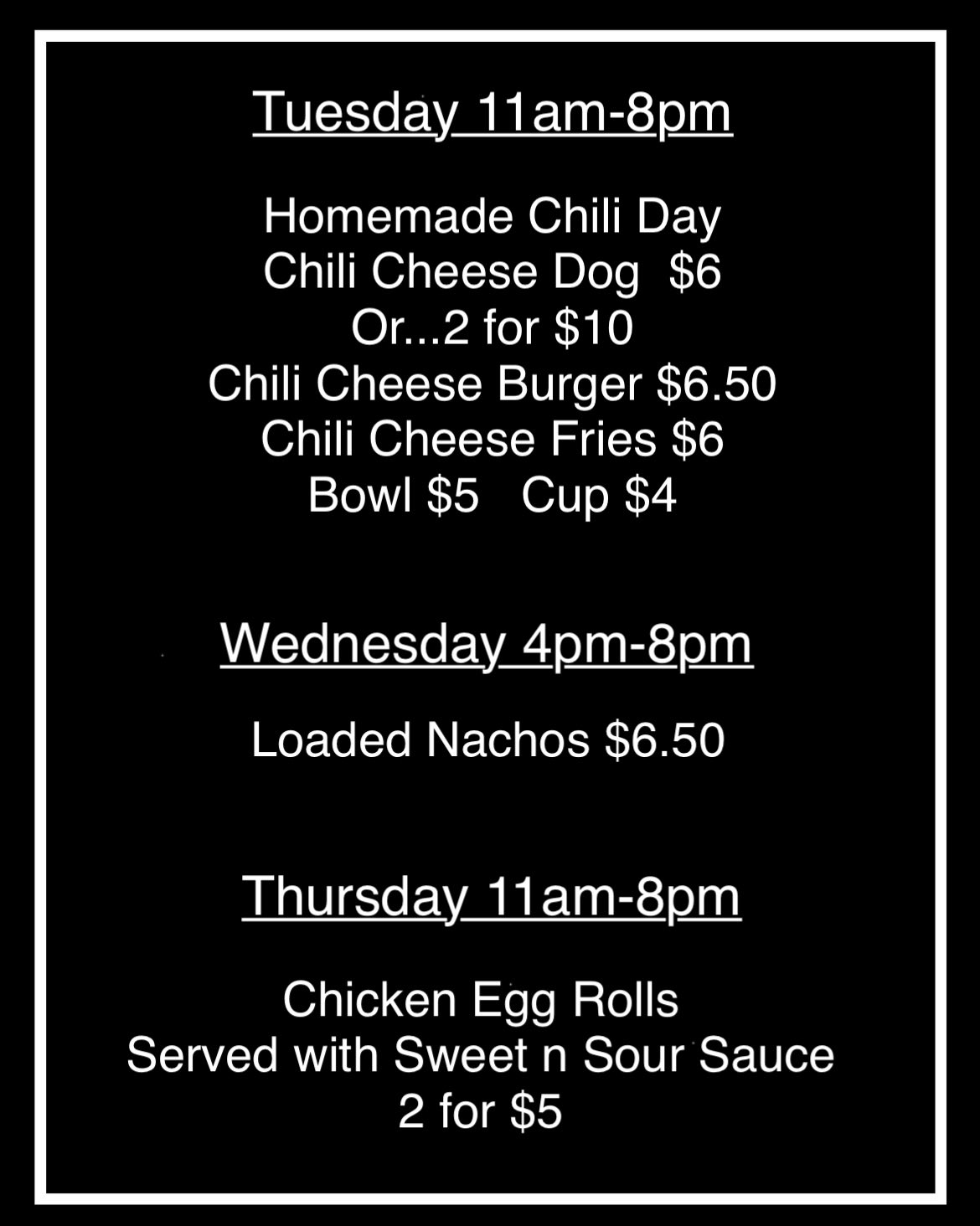 Saddle Up Saloon Menu