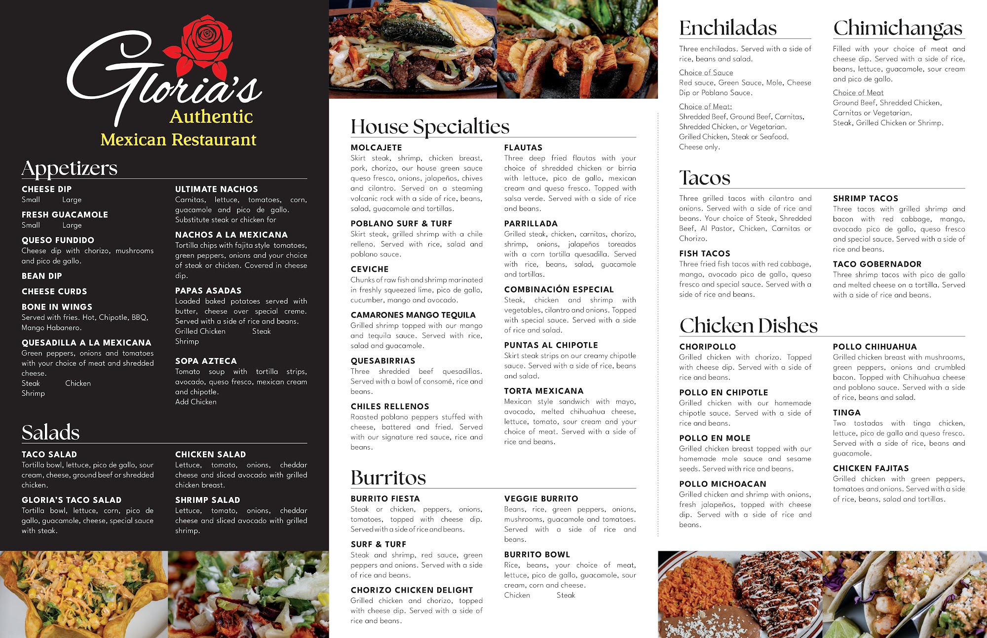 Gloria’s Authentic Mexican Restaurant Menu