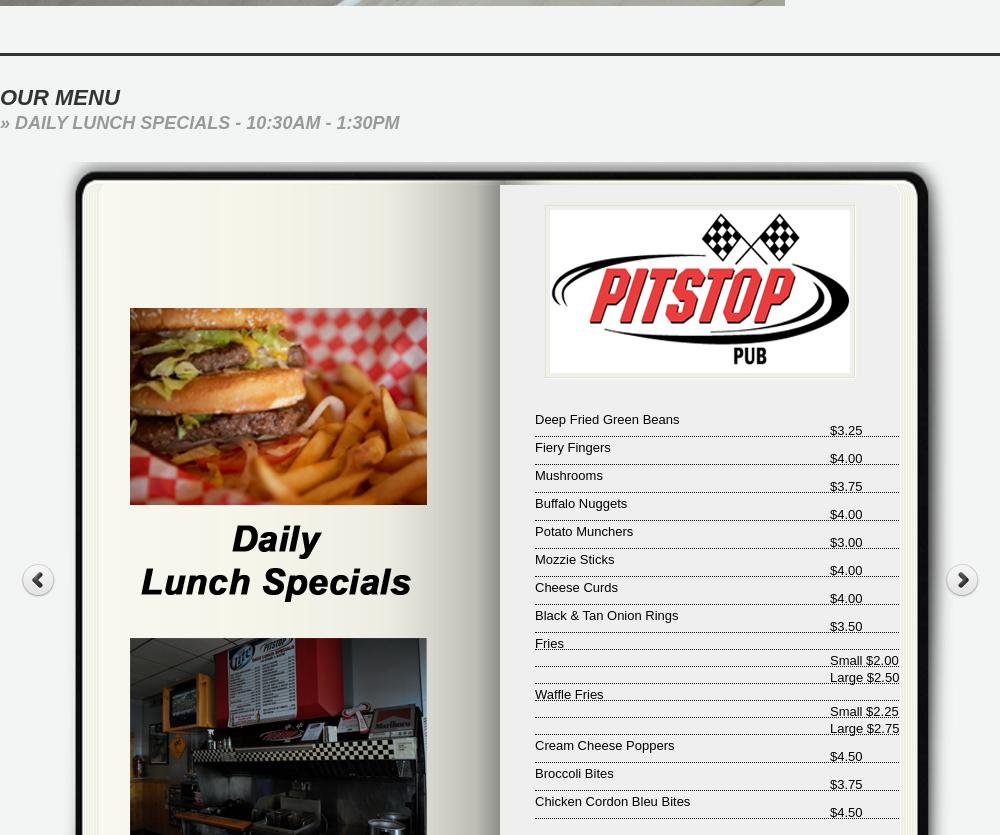 Pitstop Pub LLC Menu