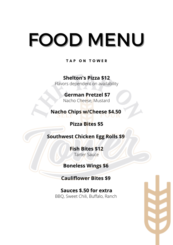The Tap on Tower Menu