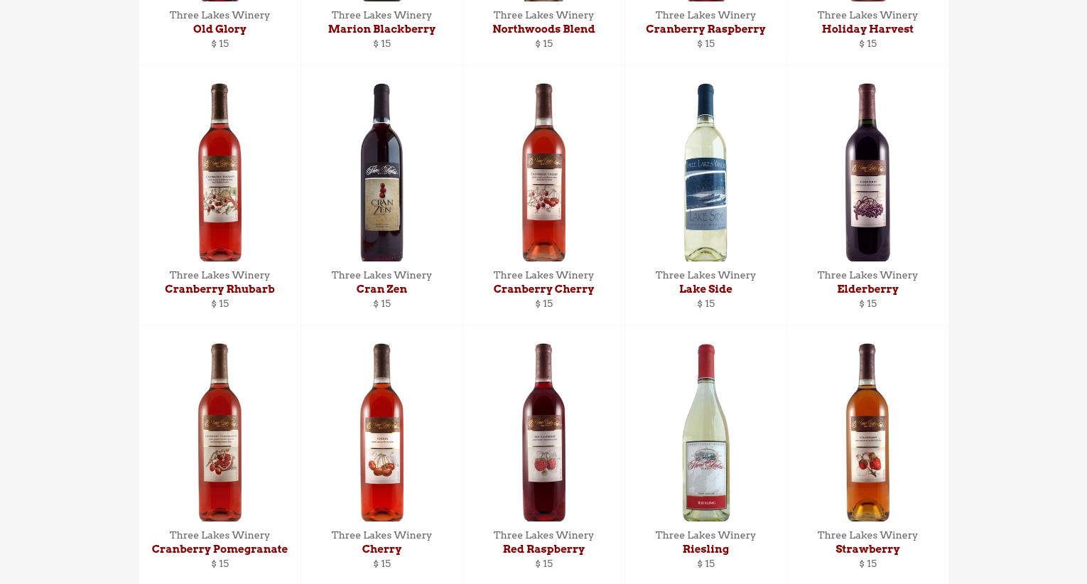 Three Lakes Winery Menu