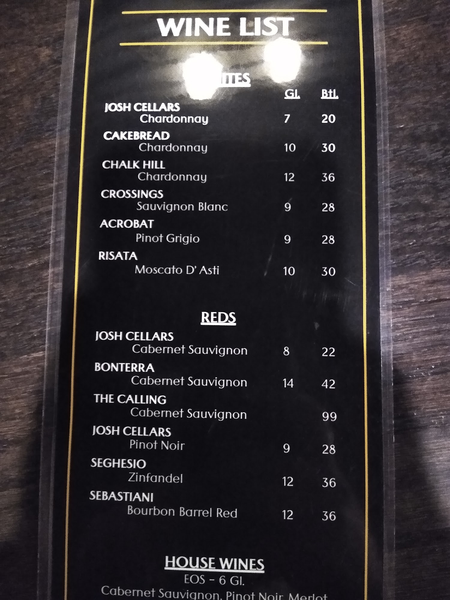 Jordy's Bar & Steakhouse Menu