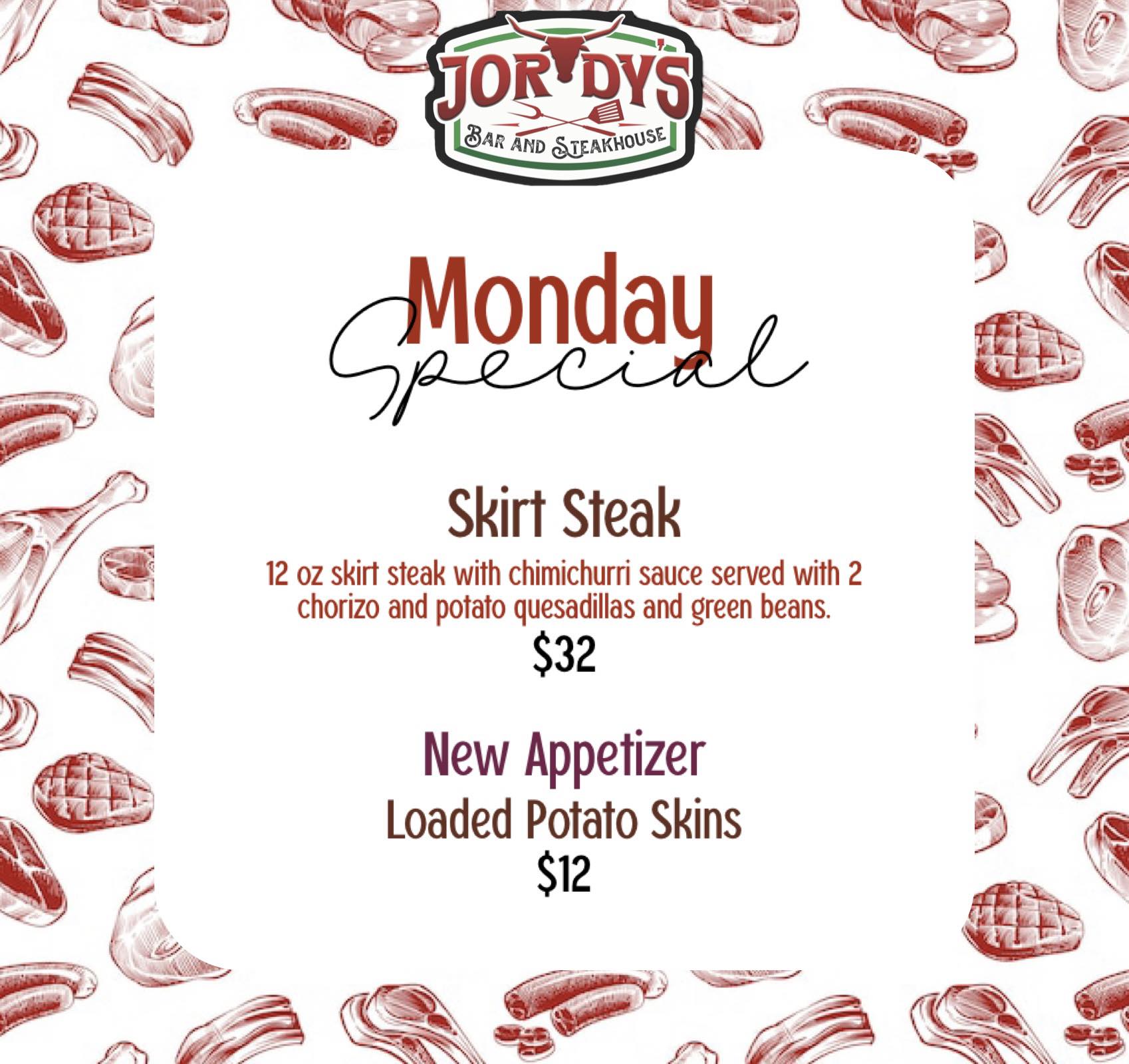 Jordy's Bar & Steakhouse Menu