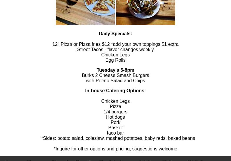 Burks Bar Menu