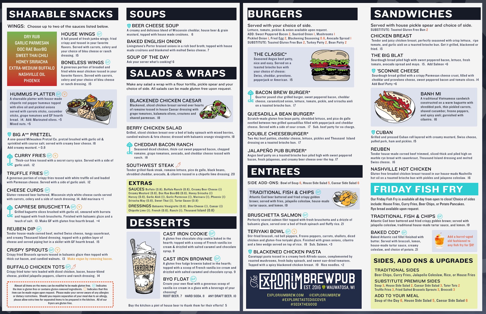The Explorium Brewpub Wauwatosa Menu