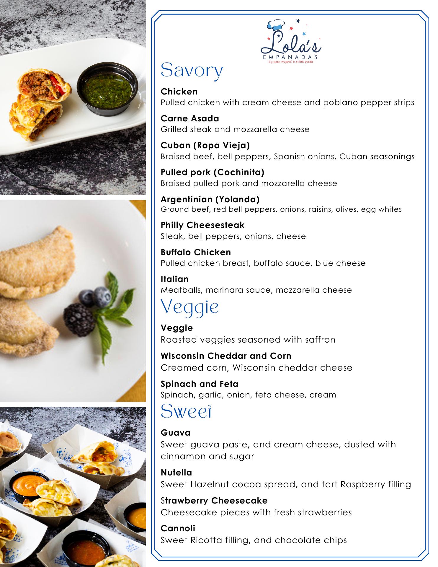 Lola's Empanadas Menu