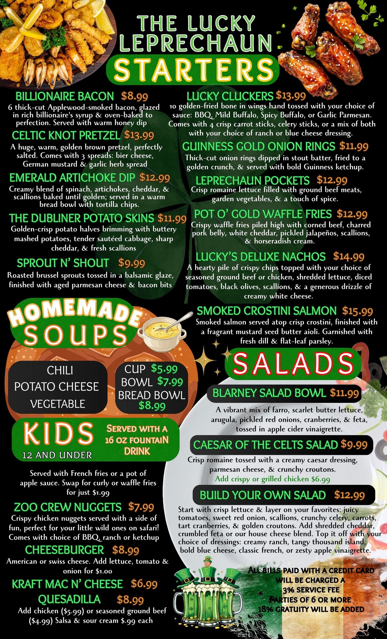 The Lucky Leprechaun Bar & Grill Menu