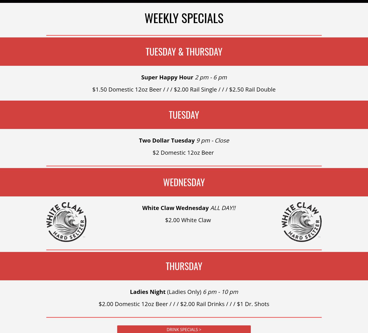 Four Stools Short Menu