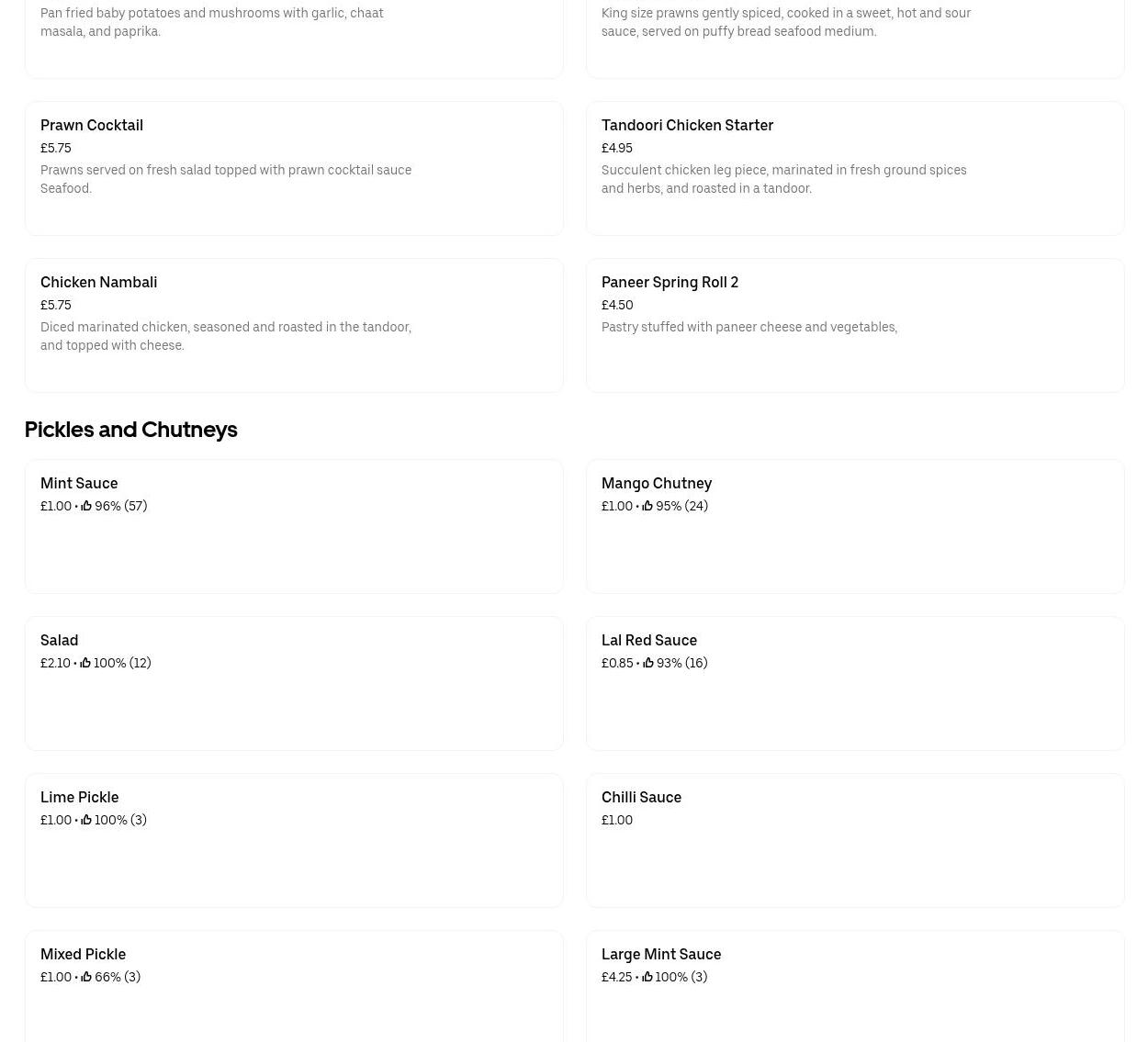 Stourport Tandoori Menu