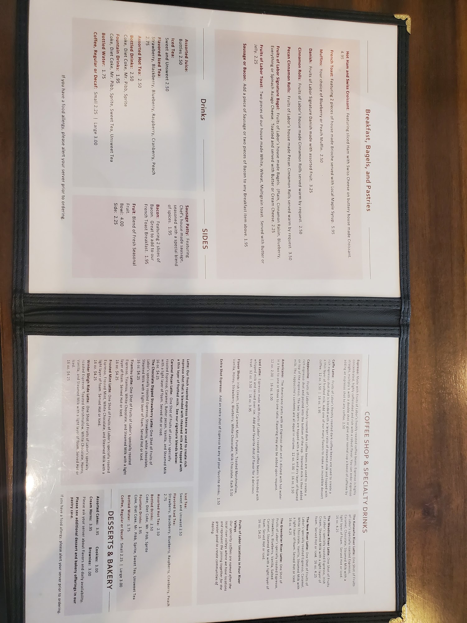 Fruits of Labor Alderson Menu