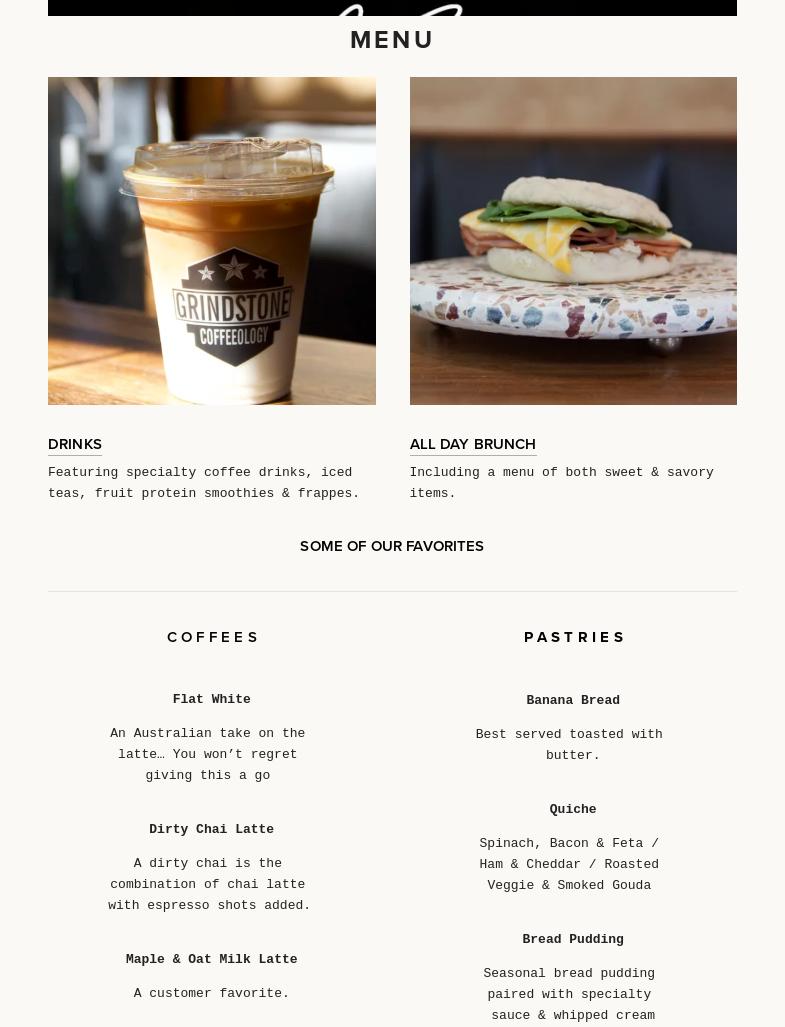 Grindstone Coffeeology Menu