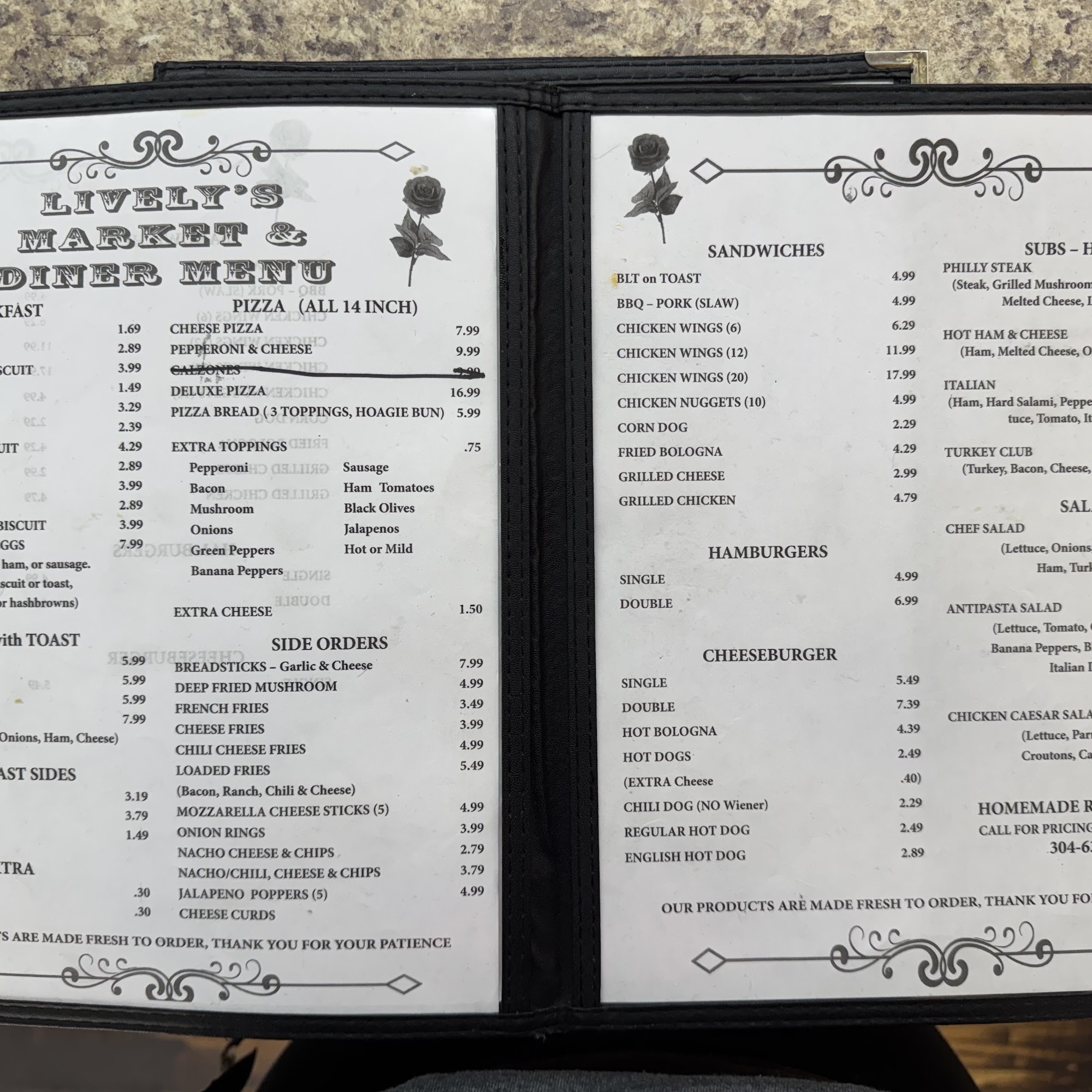 Lively's Market and Diner Menu