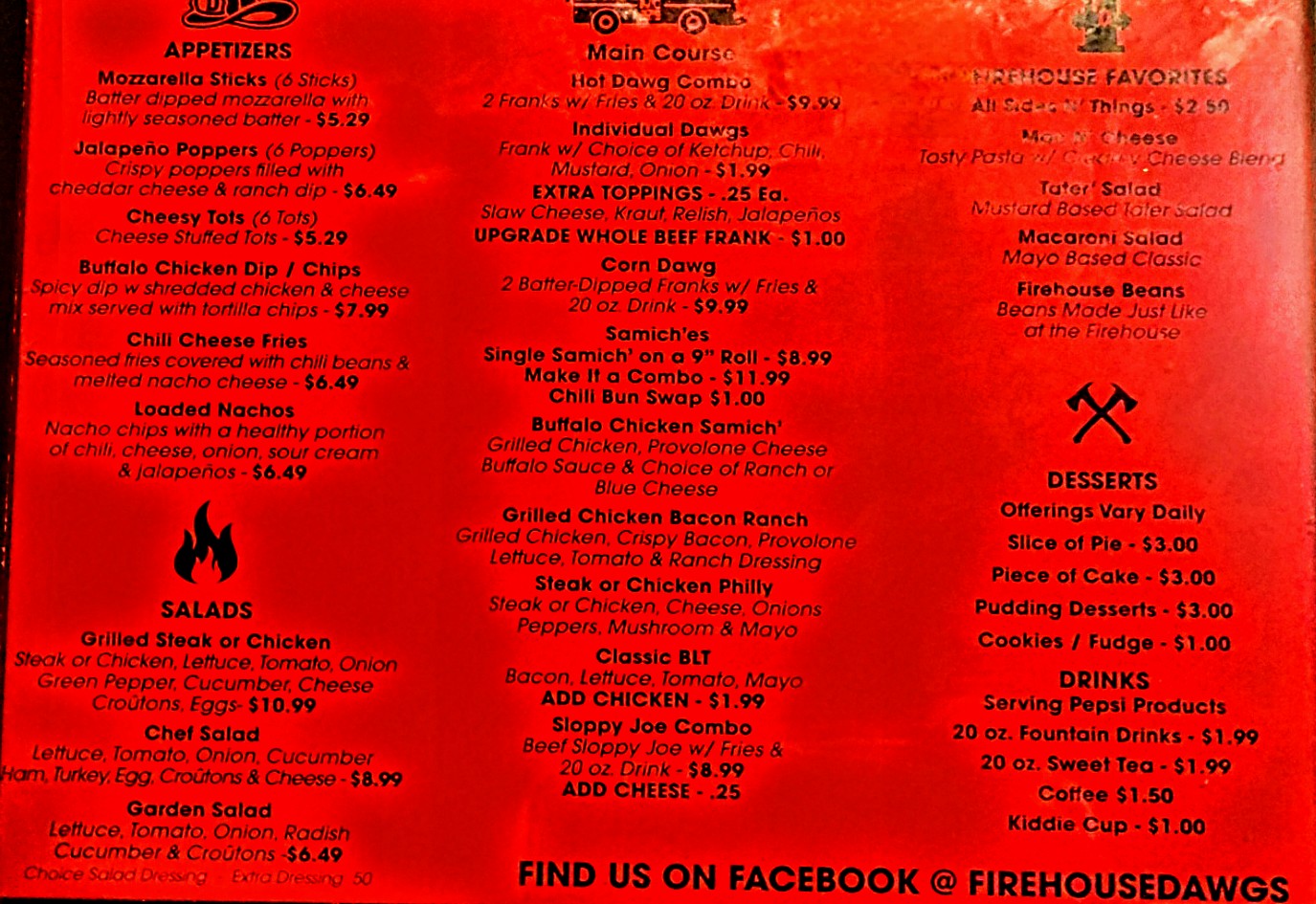 Firehouse Dawgs Menu