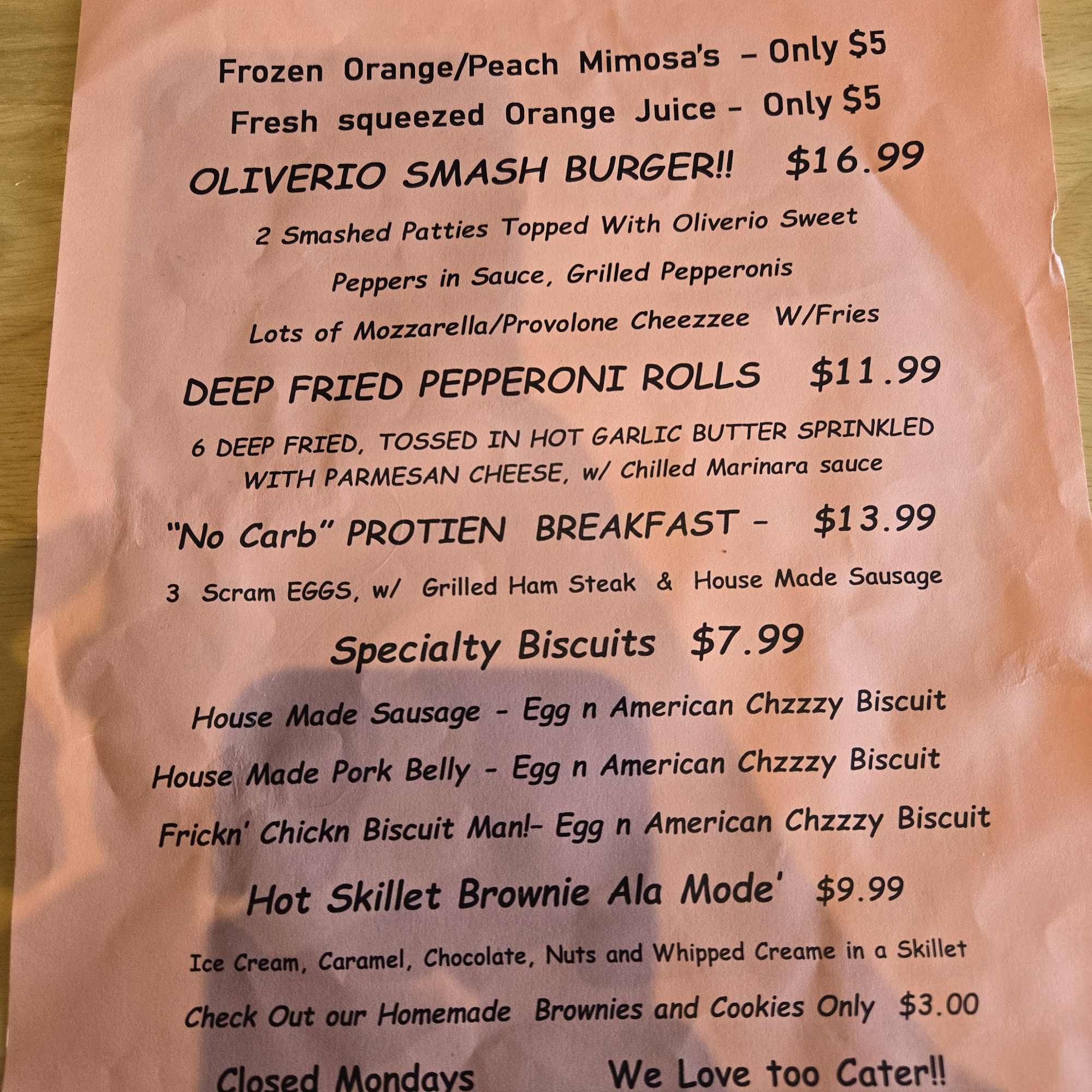 Whiskey Biscuits Menu