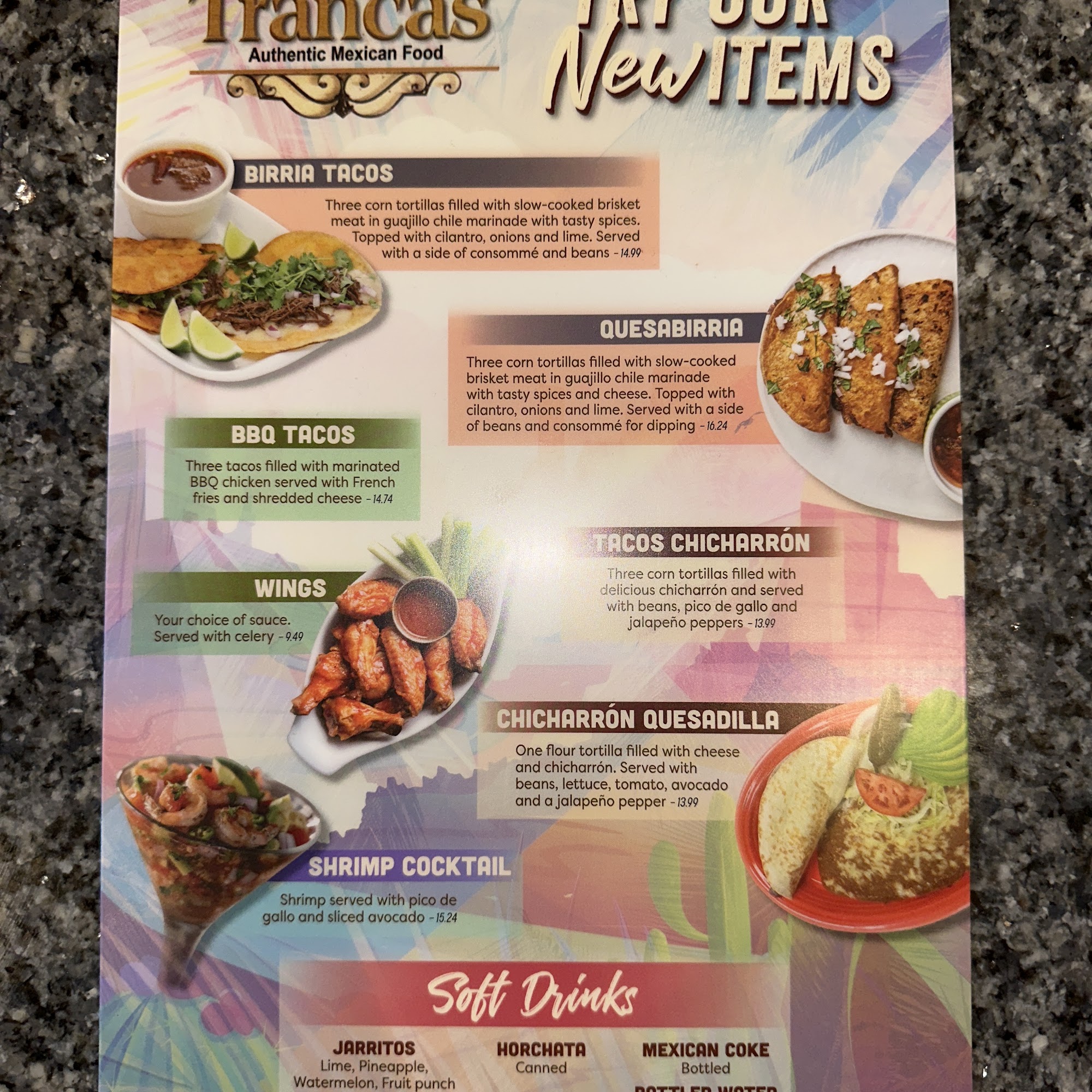 Las Trancas Elkins Menu